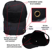 Load image into Gallery viewer, Antourage American Flag Distressed Cotton Keyhole Hat Collection - Wholesale: Black 10 Units / $8.50 Each