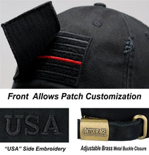 Load image into Gallery viewer, Antourage American Flag Distressed Cotton Keyhole Hat Collection - Wholesale: Black / Red Line 10 Units / $8.50 Each