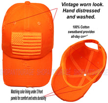 Load image into Gallery viewer, Antourage American Flag Hat for Men and Women | Vintage Baseball Tactical Hat Cap with USA Flag + 2 Patriotic Patches - Orange