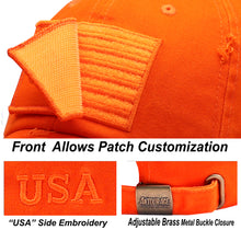 Load image into Gallery viewer, Antourage American Flag Hat for Men and Women | Vintage Baseball Tactical Hat Cap with USA Flag + 2 Patriotic Patches - Orange