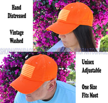 Load image into Gallery viewer, Antourage American Flag Hat for Men and Women | Vintage Baseball Tactical Hat Cap with USA Flag + 2 Patriotic Patches - Orange
