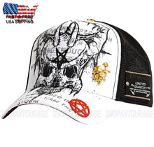 Load image into Gallery viewer, Red Monkey Demon Skull White RM1439 Limited Edition Unisex Trucker Hat Cap