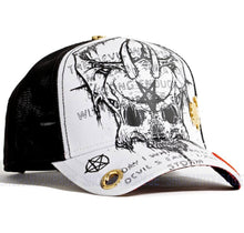 Load image into Gallery viewer, Red Monkey Demon Skull White RM1439 Limited Edition Unisex Trucker Hat Cap
