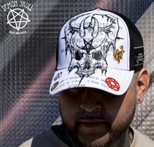 Load image into Gallery viewer, Red Monkey Demon Skull White RM1439 Limited Edition Unisex Trucker Hat Cap