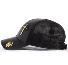 Load image into Gallery viewer, Red Monkey Triumph Cross Black RM1440 Limited Edition Trucker Snapback Hat Cap