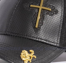 Load image into Gallery viewer, Red Monkey Triumph Cross Black RM1440 Limited Edition Trucker Snapback Hat Cap