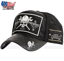 Load image into Gallery viewer, Red Monkey Designs Respect Collection Iron Worker RM1446 New Limited Edition Trucker Snapback Hat Cap Black