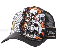 Load image into Gallery viewer, Red Monkey Fire Skull Black RM1476 New Limited Edition Unisex Trucker Hat Cap