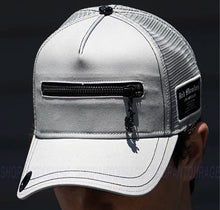 Load image into Gallery viewer, Red Monkey Designs Zipper Silver Limited Edition Trucker Snapback Hat Cap RM1556