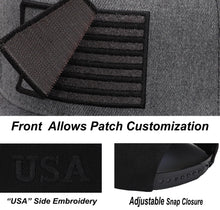 Load image into Gallery viewer, Antourage American Flag Flat Visor Constructed Snapback Hat + 2 Patriotic Patches - Wholesale: 2-Tone: Grey/Black - 10 Units ($8.00 Ea.)
