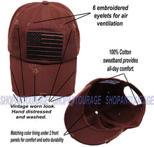 Load image into Gallery viewer, Antourage American Flag Hat for Men and Women | Vintage Baseball Tactical Hat Cap with USA Flag + 2 Patriotic Patches - Brown