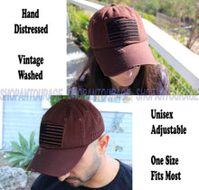 Load image into Gallery viewer, Antourage American Flag Distressed Cotton Collection Hat - Wholesale: Brown/Black - 10 Units ($8.00 Ea.)