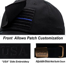 Load image into Gallery viewer, Antourage American Flag Distressed Cotton Keyhole Hat Collection - Wholesale: Black / Blue Line 10 Units / $8.50 Each
