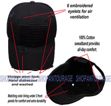 Load image into Gallery viewer, Antourage American Flag Distressed Cotton Collection Hat - Wholesale: Black - 10 Units ($8.00 Ea.)