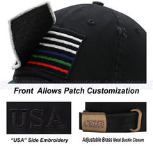 Load image into Gallery viewer, Antourage American Flag Distressed Cotton Keyhole Hat Collection - Wholesale: Black / Multi Flag 10 Units / $8.50 Each