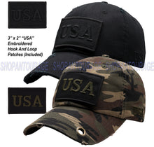 Load image into Gallery viewer, ANTOURAGE 2 PACK: American Flag Hat for Men And Women | Vintage Baseball Tactical Hat Cap With USA Flag + 4 Patches - Black/Keyhole + Camo/Keyhole