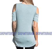Load image into Gallery viewer, Sinful Diamondhead S4018 Women`s Short Sleeve Scoop Neck Top By Affliction