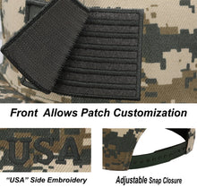 Load image into Gallery viewer, Antourage American Flag Flat Visor Constructed Snapback Hat + 2 Patriotic Patches - Digital Camo