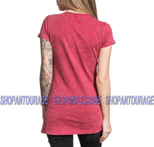 Load image into Gallery viewer, Affliction Divio Patchwork AW16484 New Short Sleeve Red Scoop Neck Top For Women