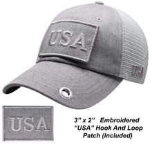 Load image into Gallery viewer, Antourage American Flag Classic Mesh Keyhole Hat Collection - Wholesale: Grey 10 Units / $7.00 Each