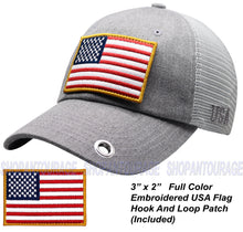 Load image into Gallery viewer, Antourage American Flag Classic Mesh Keyhole Hat Collection - Wholesale: Grey 10 Units / $7.00 Each