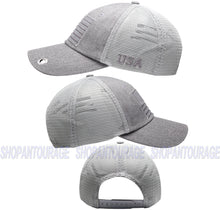 Load image into Gallery viewer, Antourage American Flag Classic Mesh Keyhole Hat Collection - Wholesale: Grey 10 Units / $7.00 Each