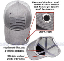 Load image into Gallery viewer, Antourage American Flag Classic Mesh Keyhole Hat Collection - Wholesale: Grey 10 Units / $7.00 Each