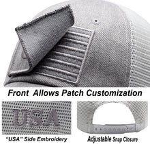 Load image into Gallery viewer, Antourage American Flag Classic Mesh Keyhole Hat Collection - Wholesale: Grey 10 Units / $7.00 Each