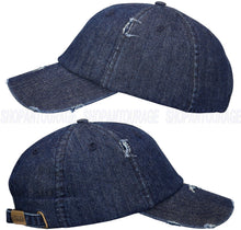 Load image into Gallery viewer, ANTOURAGE Vintage Distressed Unisex Washed Plain Cotton New Baseball Dad Hat Cap - Dark Denim - 10 Units ($5.50 Ea.)