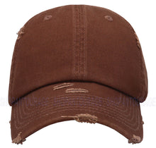 Load image into Gallery viewer, ANTOURAGE Vintage Distressed Unisex Washed Plain Cotton New Baseball Dad Hat Cap - Brown