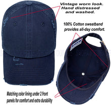 Load image into Gallery viewer, ANTOURAGE Vintage Distressed Unisex Washed Plain Cotton New Baseball Dad Hat Cap - Navy - 10 Units ($5.50 Ea.)