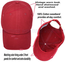 Load image into Gallery viewer, ANTOURAGE Vintage Distressed Unisex Washed Plain Cotton New Baseball Dad Hat Cap - Burgundy - 10 Units ($5.50 Ea.)