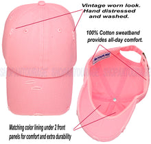 Load image into Gallery viewer, ANTOURAGE Vintage Distressed Unisex Washed Plain Cotton New Baseball Dad Hat Cap - Pink - 10 Units ($5.50 Ea.)