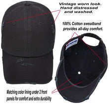 Load image into Gallery viewer, ANTOURAGE Vintage Distressed Unisex Washed Plain Cotton New Baseball Dad Hat Cap - Black