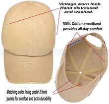 Load image into Gallery viewer, ANTOURAGE Vintage Distressed Unisex Washed Plain Cotton New Baseball Dad Hat Cap - Khaki