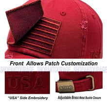 Load image into Gallery viewer, Antourage American Flag Hat for Men and Women | Vintage Baseball Tactical Hat Cap with USA Flag + 2 Patriotic Patches - Burgundy