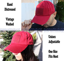 Load image into Gallery viewer, Antourage American Flag Distressed Cotton Collection Hat - Wholesale: Burgundy - 10 Units ($8.00 Ea.)