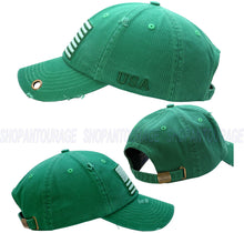 Load image into Gallery viewer, Antourage American Flag Hat for Men and Women | Vintage Baseball Tactical Hat Cap with USA Flag + 2 Patriotic Patches - Green with Brass Keyhole