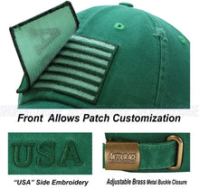 Load image into Gallery viewer, Antourage American Flag Distressed Cotton Keyhole Hat Collection - Wholesale: Green 10 Units / $8.50 Each