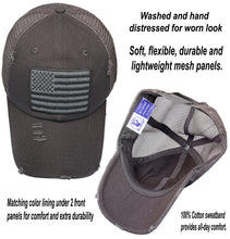 Load image into Gallery viewer, BLUDOBIE American Flag Mesh Snapback Unconstructed Unisex Trucker Hat + 2 Patriotic Patches - Grey