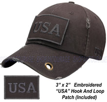 Load image into Gallery viewer, Antourage American Flag Hat for Men and Women | Vintage Baseball Tactical Hat Cap with USA Flag + 2 Patriotic Patches - Grey/ Thin Red Line with Brass Keyhole
