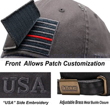 Load image into Gallery viewer, ANTOURAGE 2 PACK: American Flag Hat for Men And Women | Vintage Baseball Tactical Hat Cap With USA Flag + 4 Patches - Black/Blue + Grey/Red