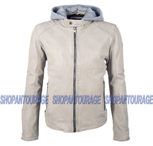 Load image into Gallery viewer, Mauritius Liem White L/S 100% Genuine Lambskin Leather Hooded Jacket For Men