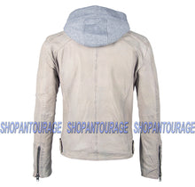 Load image into Gallery viewer, Mauritius Liem White L/S 100% Genuine Lambskin Leather Hooded Jacket For Men