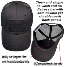 Load image into Gallery viewer, Antourage American Flag Hat for Men and Women | Classic Mesh Baseball Hat Cap with USA Flag + 2 Patriotic Patches - Black