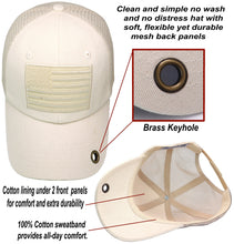 Load image into Gallery viewer, Antourage American Flag Classic Mesh Keyhole Hat Collection - Wholesale: Beige 10 Units / $8.00 Each