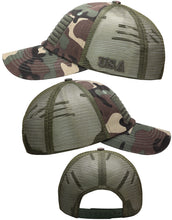 Load image into Gallery viewer, Antourage American Flag Hat for Men and Women | Classic Mesh Baseball Hat Cap with USA Flag + 2 Patriotic Patches - Camo