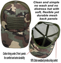 Load image into Gallery viewer, Antourage American Flag Hat for Men and Women | Classic Mesh Baseball Hat Cap with USA Flag + 2 Patriotic Patches - Camo