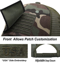 Load image into Gallery viewer, Antourage American Flag Hat for Men and Women | Classic Mesh Baseball Hat Cap with USA Flag + 2 Patriotic Patches - Camo