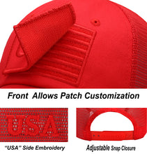 Load image into Gallery viewer, Antourage American Flag Hat for Men and Women | Classic Mesh Baseball Hat Cap with USA Flag + 2 Patriotic Patches - Red